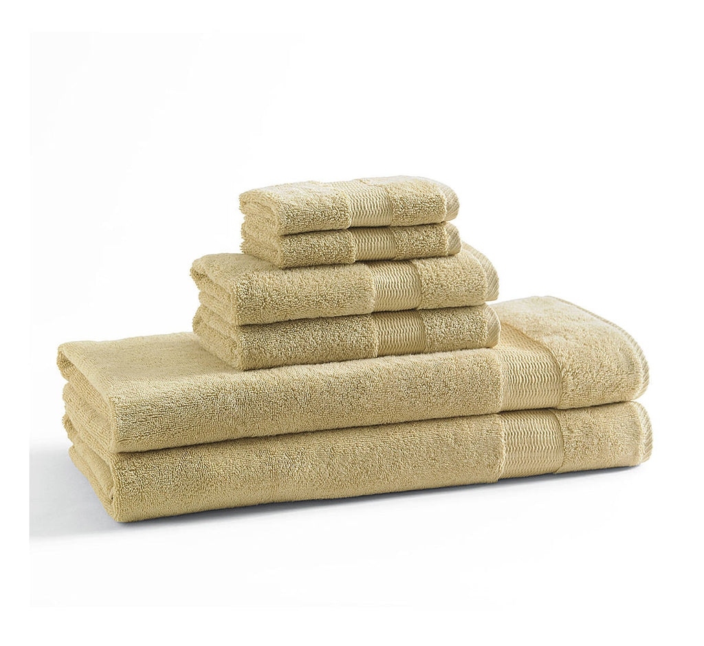 Kassatex Faro Organic Cotton Bath Towels, Washcloth, Rossa