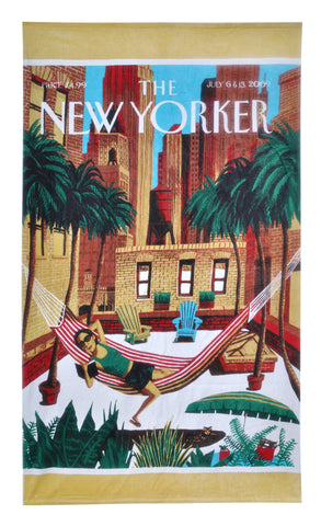 New Yorker Rooftop Girl Beach Towel by Homesource